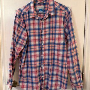 Columbia Men's Dress Shirt, Pink, Blue & White Plaid / Size Large